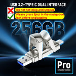 Verilux Pendrive 256GB for iPhone iPad Android PC with Dual USB C and A Ports | Frosted Metal Design