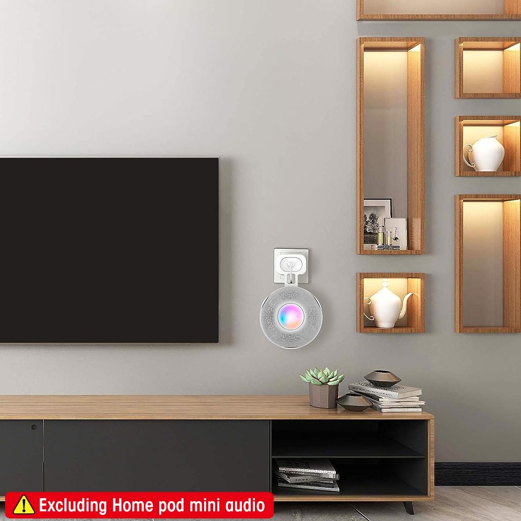 ZORBES® Wall Mounted Holder for Apple Homepod Mini Speaker Wall Holder for Homepod Mini with Cord Management Homepod Mini Mount Space-Saving Accessory for HomePod Mini Smart Home Speaker (Only Holder)