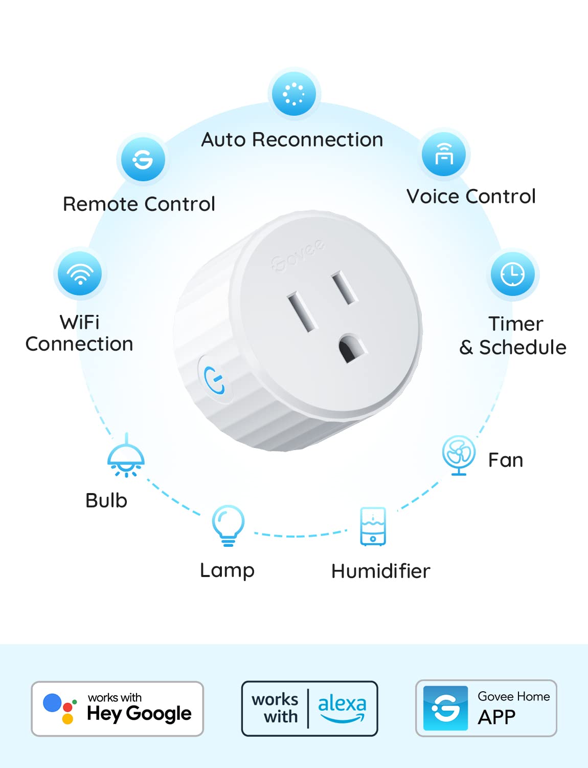 ZORBES® Smart Plug with 6000K RGB Night Light, WiFi Power Plug Socket Compatible with Alexa and Google Assistant, Smart Home Plugs with Timer Fuction & Group Controller,Plug and Play, 2.4G WiFi Only