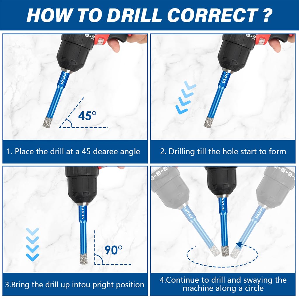 Serplex Drill Bit Set for Tile and Glass