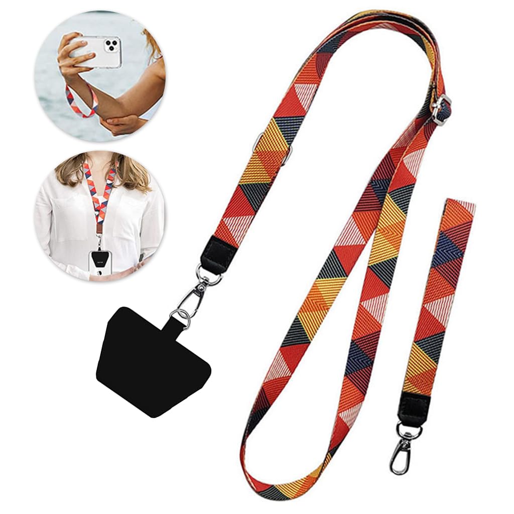 ZORBES® Phone Lanyard with Phone Patch, Adjustable Phone Neckstrap Phone Strap Fashion Print Polyester Phone Sling Hand Strap Cell Phone Lanyard for Most Smartphones (Not Includes Phone Case)