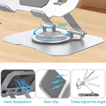 ZORBES® Laptop Stand Tablet Laptop Riser for 4.7"-12.9" Laptop 360 ° Rotatable Laptop Holder with Adjustable Height & Tilt Anti-skid Laptop Riser with Better Air Cooling, Folding Laptop Riser, Silver