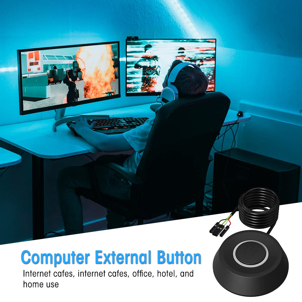 Verilux PC Power Button for Desktop Computer with LED and 2m Cables | External DIY Switch