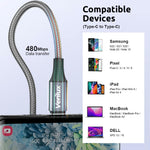 Verilux Type C to Type C Cable for Fast Charging with 60W PD and 8M Nylon Braided Design