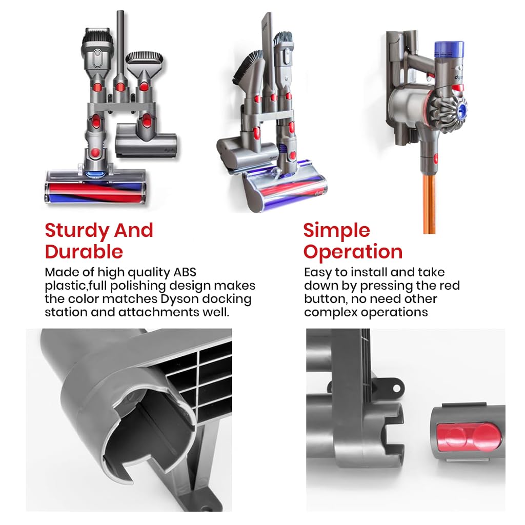 Verilux Accessory Holder for Dyson V6 V7 V8 V10 V11 featuring ABS Wall Mount | 2PCS Nail‑Free Organizer