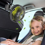 Verilux USB Fan for Car Back Seat with 3 Speed Settings and Rotatable Headrest Mount | Safe for Baby Passengers