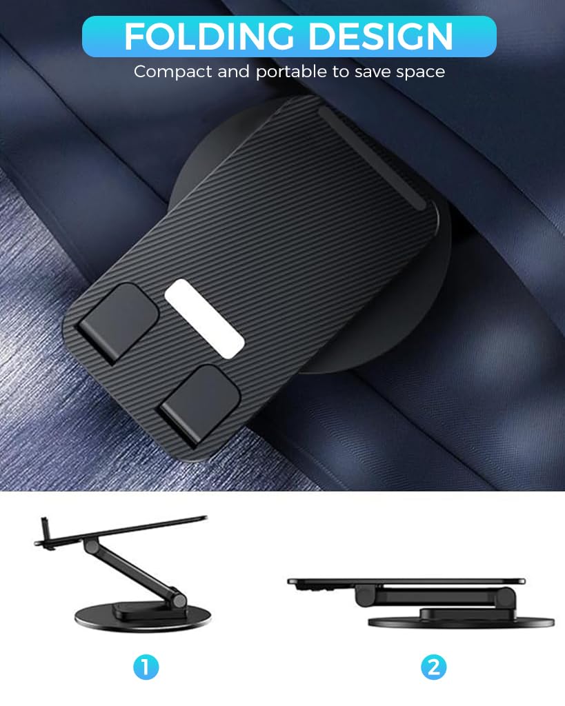 Verilux Aluminum Mobile Stand for Table with 360° Rotatable Design and 4.45 in Adjustment | Foldable Holder for iPhone and Samsung