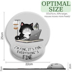 ZORBES® Mouse Pad with Wrist Support, Funny Cat Ergonomic Mouse Pad with Wrist Support I'm Fine Motivational Memo Design, Soft Gel Rest, Non-Slip Mouse Mat for Office & Home