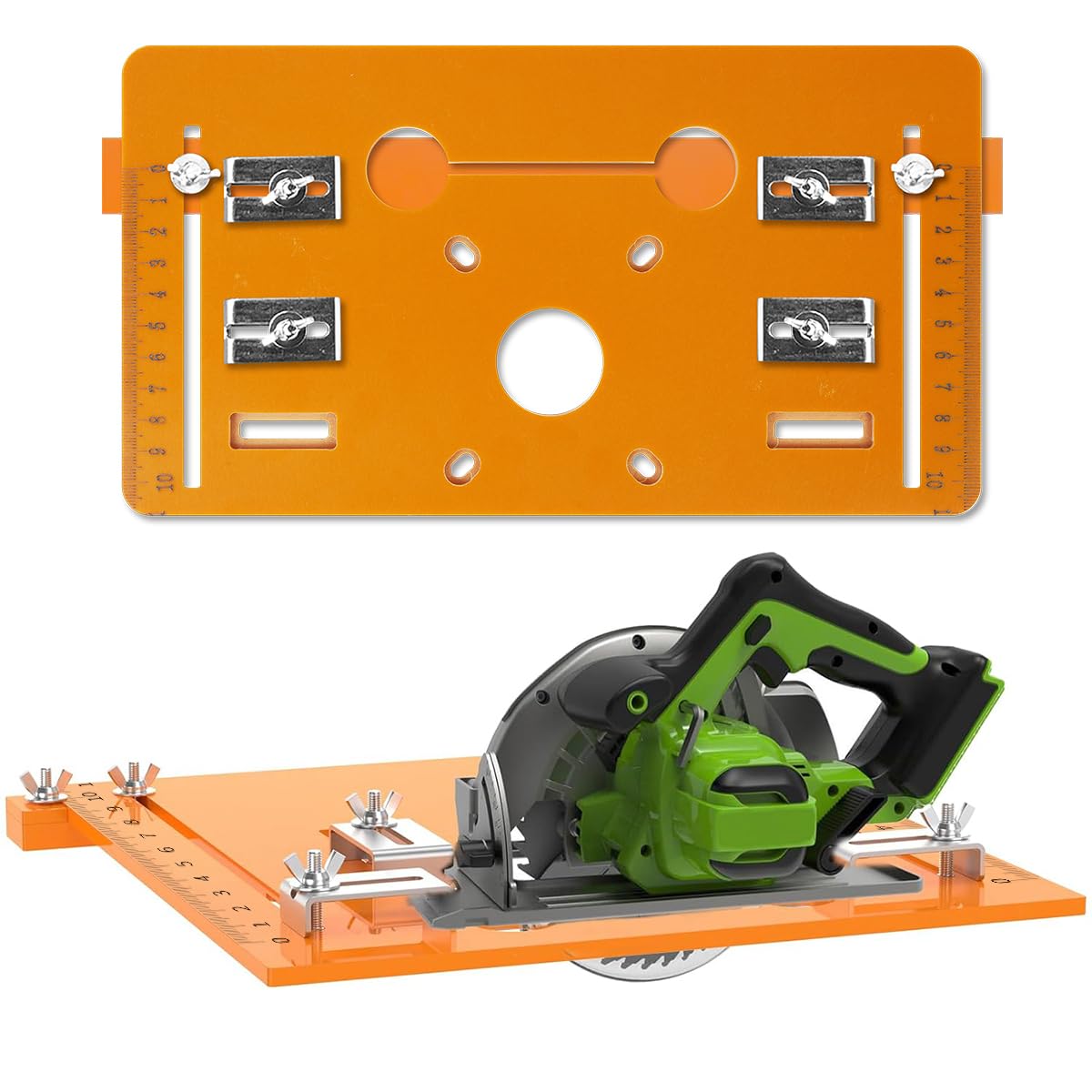 Serplex® Circular Saw Guide Rail Bottom Plate Adjustable Cutting Machine Bakelite Guide with Etched Scale Plate Saw Base Woodworking Bench Accessories, 28x15cm