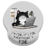 ZORBES® Mouse Pad with Wrist Support, Funny Cat Ergonomic Mouse Pad with Wrist Support I'm Fine Motivational Memo Design, Soft Gel Rest, Non-Slip Mouse Mat for Office & Home