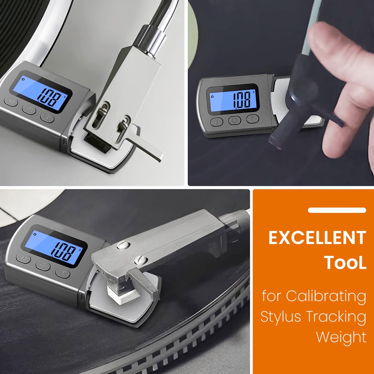 Verilux Stylus Pressure Gauge for Turntable with 0.01g Precision and Blue LCD Display