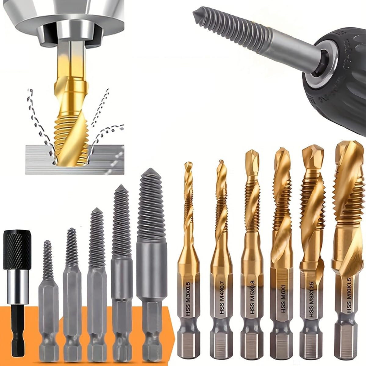 Serplex 11PCS Drill Bit Set with Screw Extractor Bits M3-M10