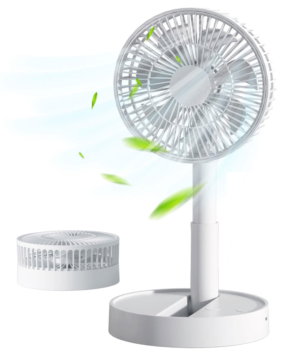 Verilux® Mini Desk Fan, 6 Inch Retractable Foldable USB Fan with 4 Speed Settings, 3600mAh Battery Rechargeable Fan, Portable Cooling Fans for Bedroom, Home and Outdoor