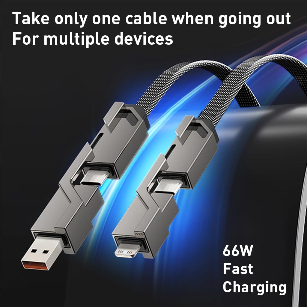 Verilux® USB C Cable for iPhone 15 4 in 1 TYPE C to TYPE C Cable USB C to Light-ning Cable for iPhone PD 60W Fast Charging & Data Sync 4.9ft Nylon Braided Charging Cable for iPhone, Tablets