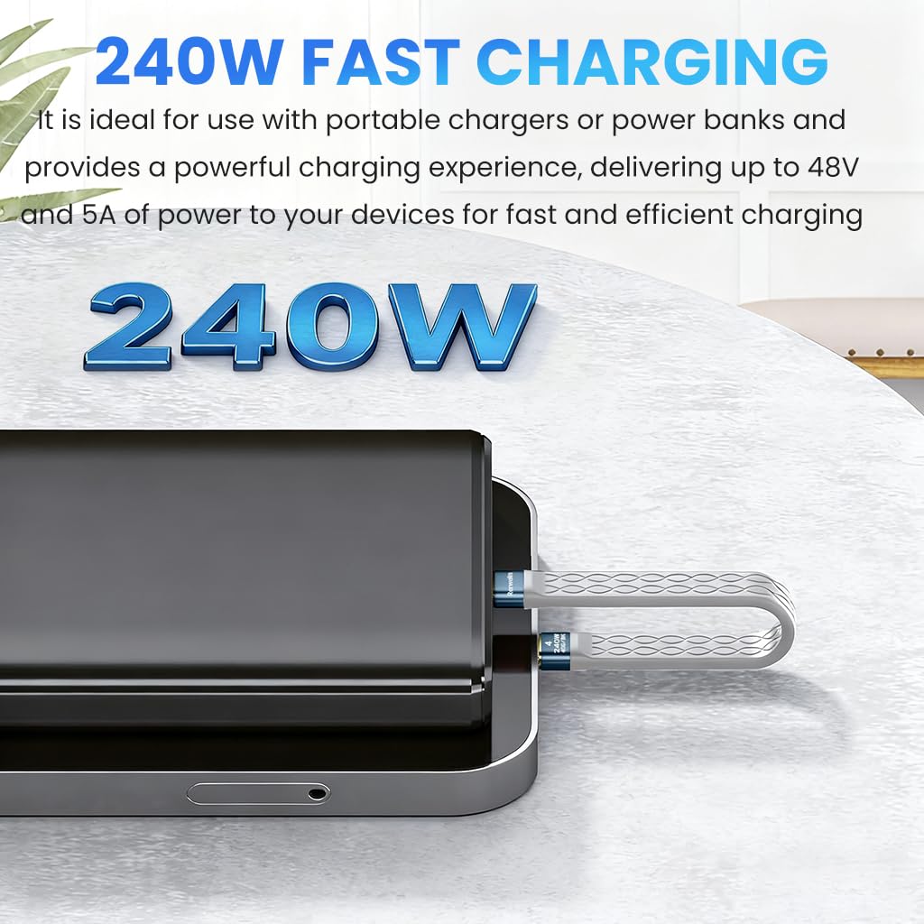 Verilux Type C Cable for Fast Charging featuring 240W PD and 8K Video Output | Grey