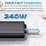 Verilux Type C Cable for Fast Charging featuring 240W PD and 8K Video Output | Grey