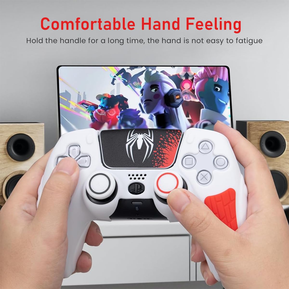 Verilux PS5 Controller Silicone Cover Case with 2 Thumb Grip Caps and Textured Anti Slip Design