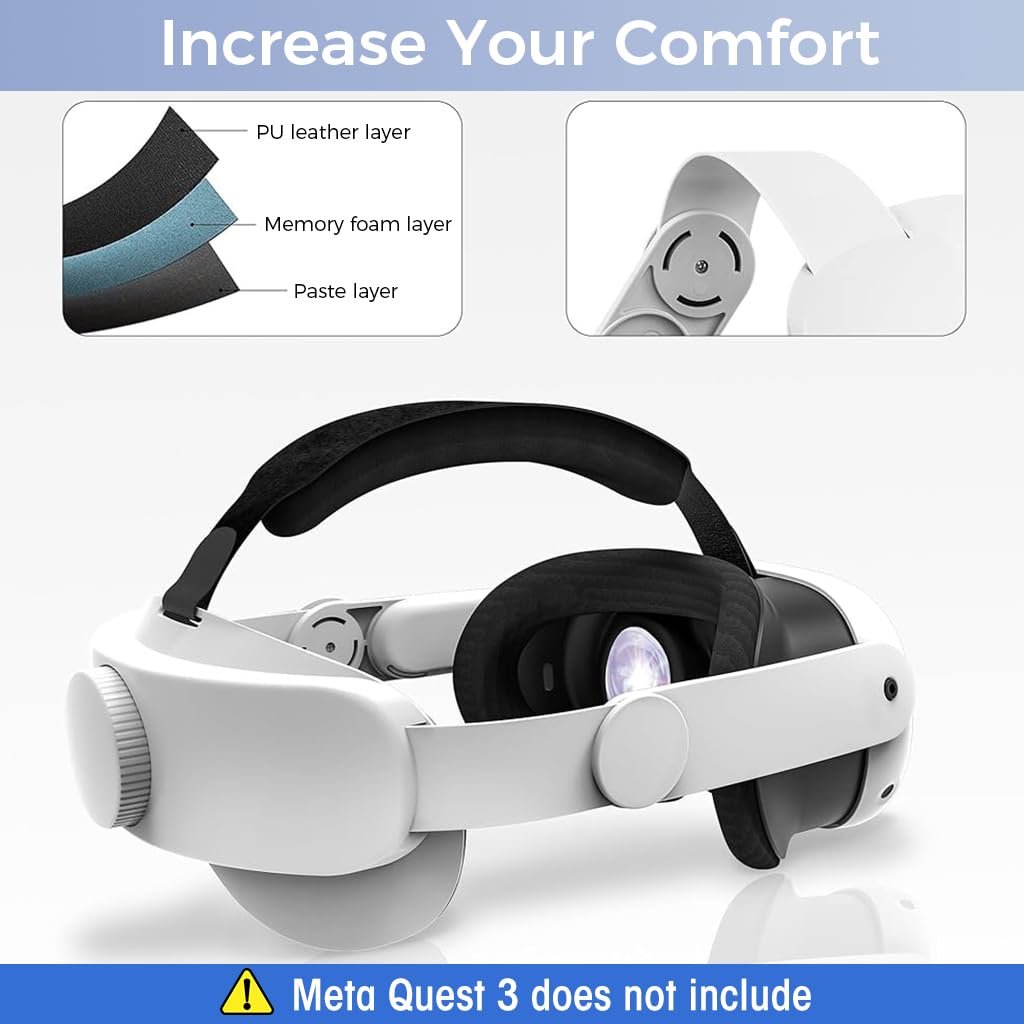 ZORBES® Adjustable Head Strap for Oculus Quest 3 Replacement Elite Strap for Meta Quest 3 Enhanced Support Lightweight Skin-Friendly Head Strap for Meta Quest 3, No Meta Quest 3 Included