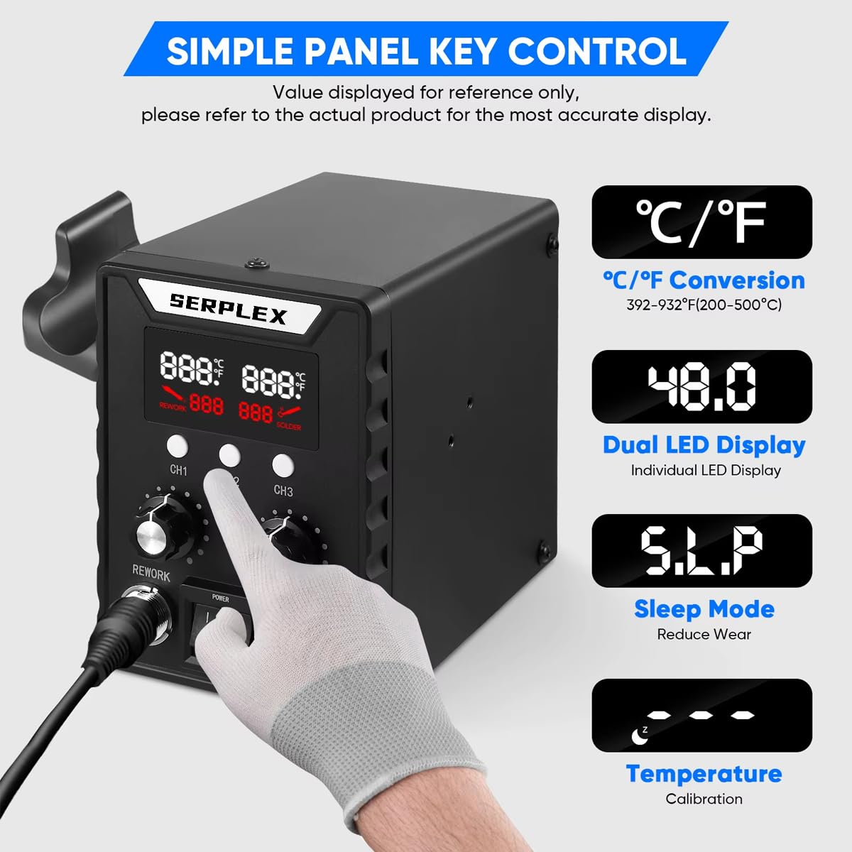 Serplex 700W 2-in-1 SMD Rework Hot Air Gun Soldering Station