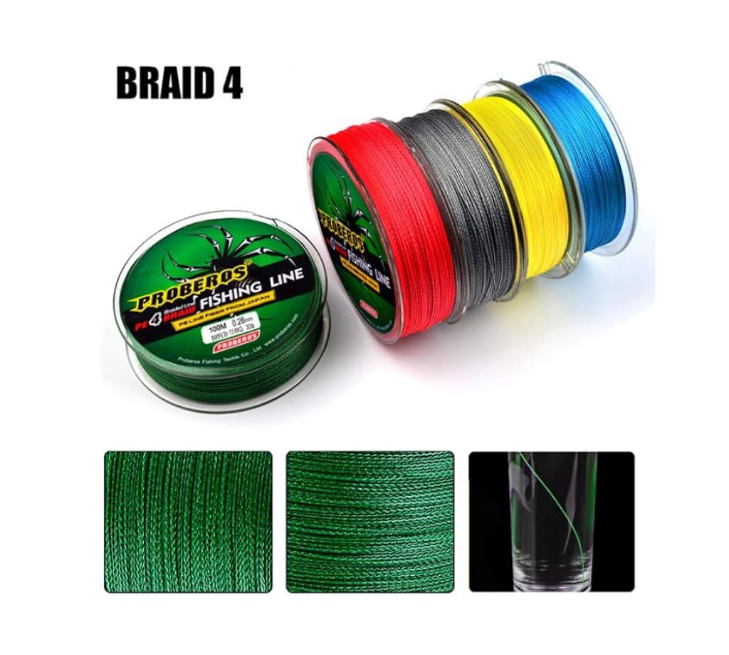 ZORBES® Strong Fishing Line, 0.50mm 80LB 100M PE 4 Strands Monofilament Braided Fishing Line Angling Accessory, Durable Fishing Line (Green, Max Tension 36.2KG)