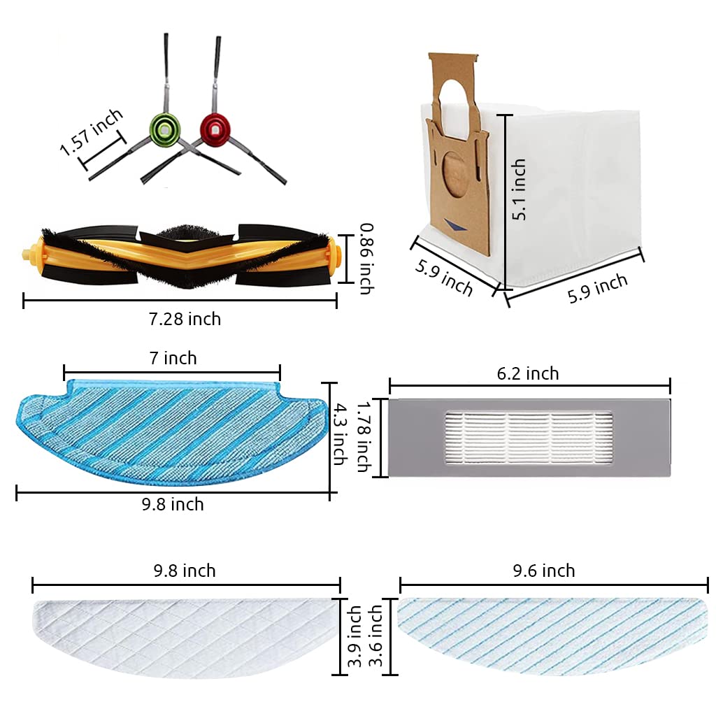 Verilux Replacement Accessories for Ecovacs Deebot OZMO T8 AIVI T8 N8 Pro N8 Pro Plus Robot Vacuum Deebot T8 Replacement Tool and Accessories for Deebot, for Deebot N8 pro Plus