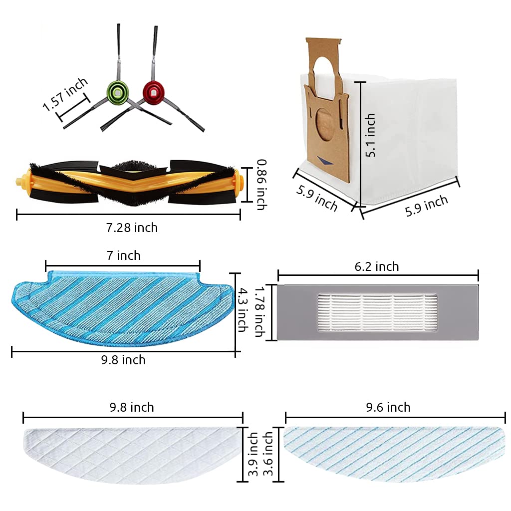 Verilux Replenishment Kit for Ecovacs Deebot | 25 pcs Replacement Accessories Set