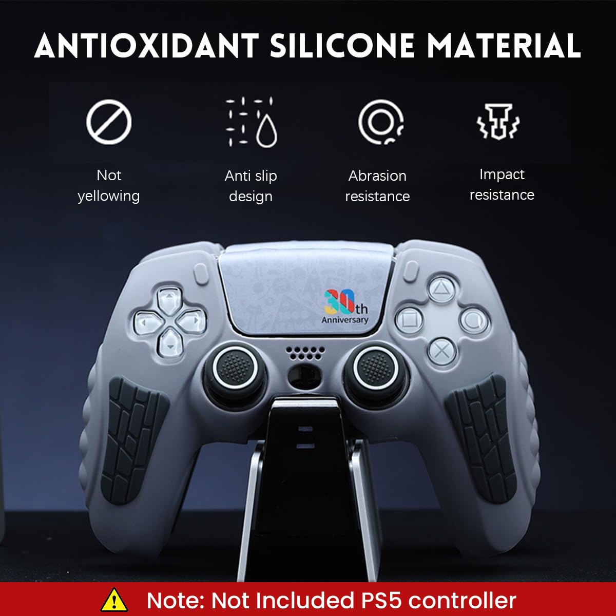 Verilux PS5 Controller Silicone Cover Case with 2 Thumb Grip Caps and Textured Anti Slip Design