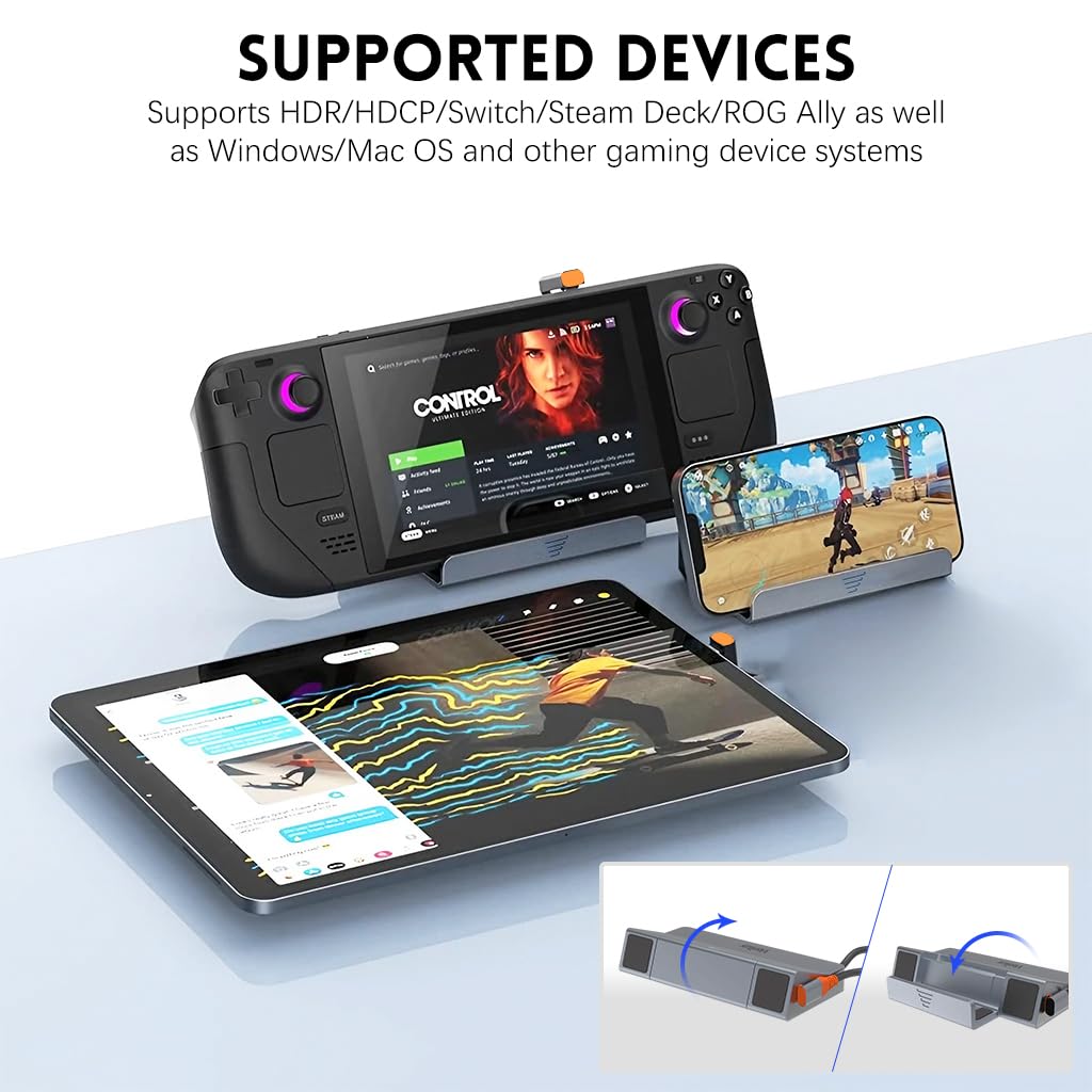 Verilux USB Hub Type C Dock Station for Steam Deck with 4K 60Hz HDMI and 100W PD Charging