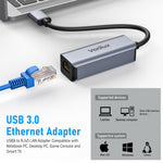 Verilux USB to Ethernet Adapter with USB 3.0 Gigabit RJ45 Connection for Laptops and PCs