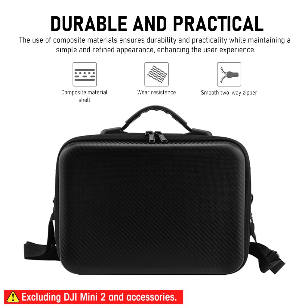 ZORBES® Travel Carrying Case for DJI Mini 2, PU Hard Case with Shoulder Strap Accessories Bag, Protect Your Drone, Controller, and Accessories from Scratches, Bumps, Water, and Dust