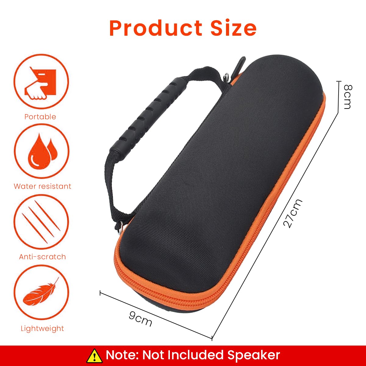 ZORBES® Carry Bag for JBL Flip 6 EVA Hard Case for JBL Flip 6 Anti-Scratch Carry Bag for JBL Flip 6 Bluetooth Speaker Portable Carabiner Hard Shell Case with Adjustable Strap & Carabiner