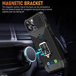 ZORBES® Phone Case for iPhone 14 Pro Max 6.7 Inch Functional Phone Case with Folding Phone Ring Grip, Sliding Camera Cover, Card Storage Slot, TPU Anti-Scratch Phone Cover for iPhone 14 Pro Max