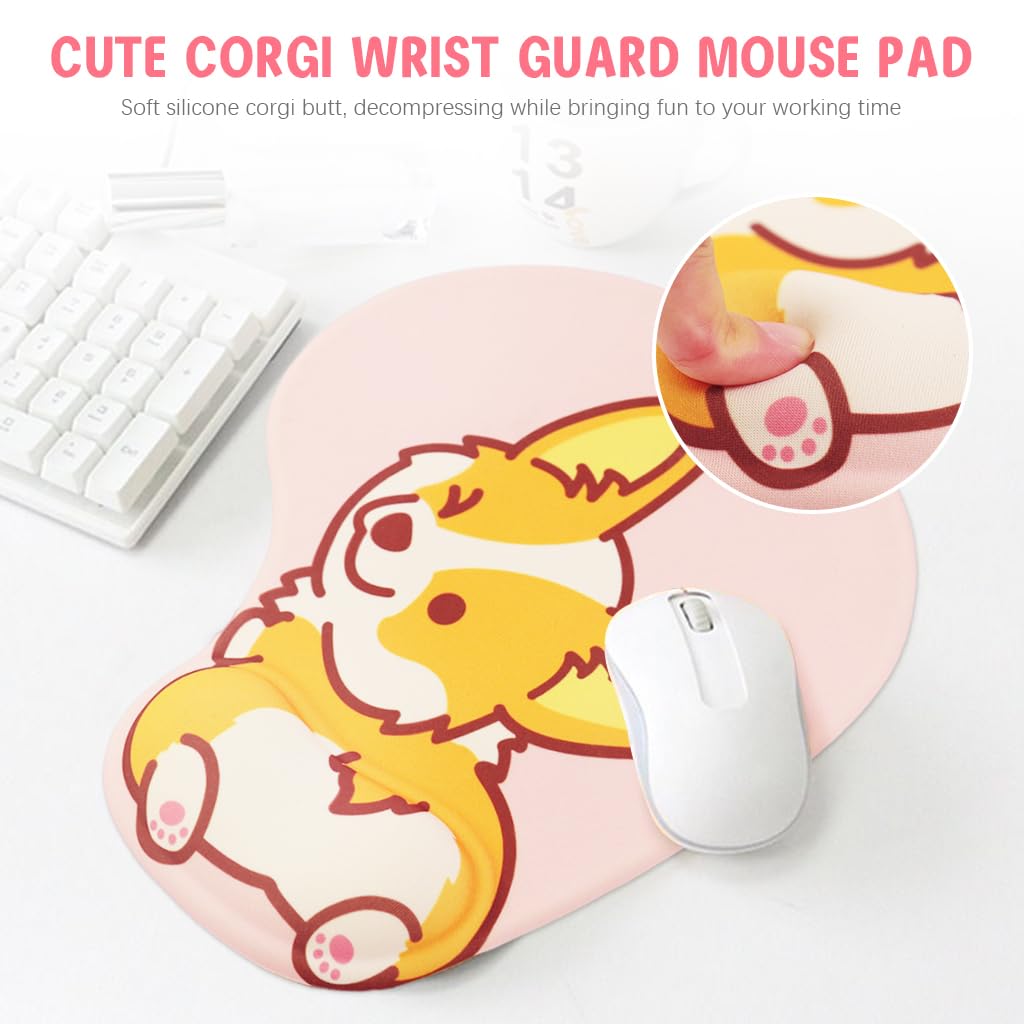 ZORBES® Mouse Pad with Wrist Rest Ergonomic Gel Mouse Pad Smooth Lycra Cover Mouse Pad Kawaii Cartoon Puppy Mouse Pad Gaming Mouse Pad Office Anti-Slip Mouse Pad