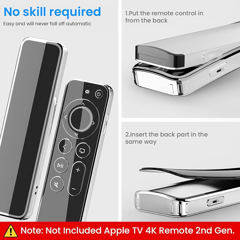 ZORBES® Black TPU Case for Apple TV 4K Remote 2nd Gen. Apple TV 4K Case Remote 2nd Generation, TPU Anti-Scratch Protective Case Cover for Apple TV 4K Remote 2nd Gen