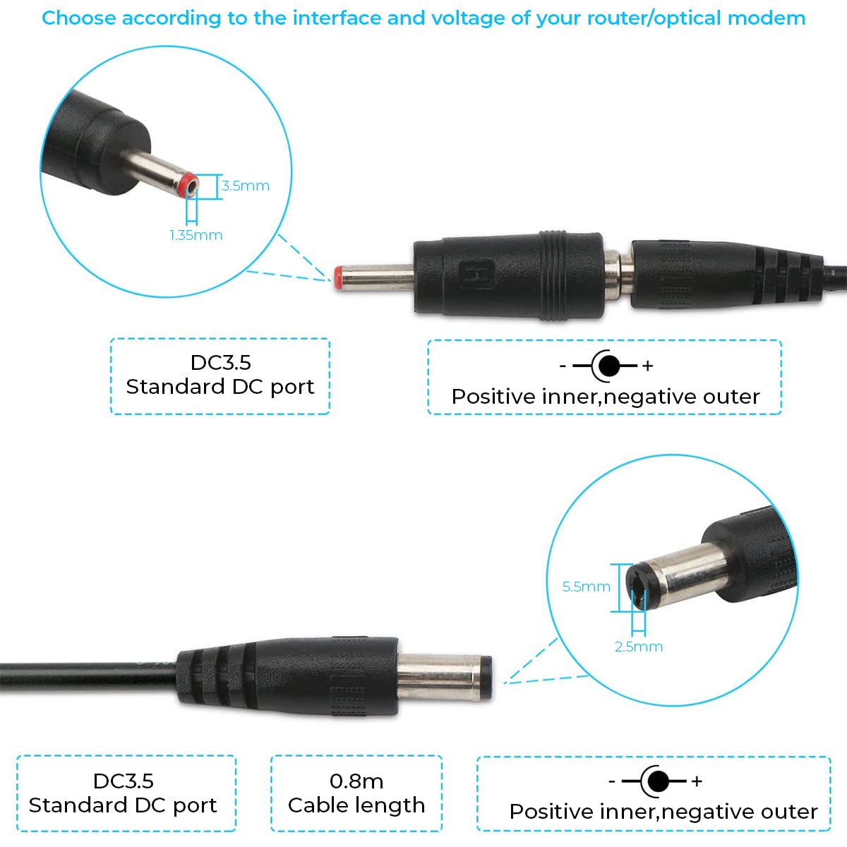 Verilux USB to DC Power Cable Boost Converter for Router and Devices with Switch & LED Display 5V to 9V 12V