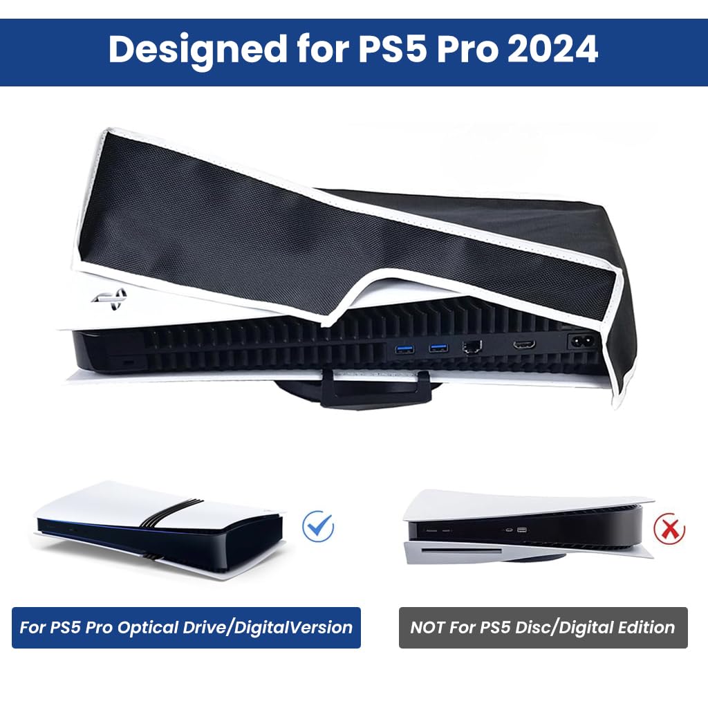 ZORBES® Dust Cover for Sony PS5 Pro 2024 Console, Washable xford Cloth Dust Proof Cover for Sony PlayStation 5 Pro 2024 Game Console Horizontal Cover Sleeve for PS5 Accessories