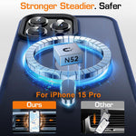 ZORBES® Phone Case for iPhone 15 Pro Anti-Scratch Rubber Framed Phone Cover with Metal Button Cover, Magnet Ring Design Compatible with MagSafe Full Protection Phone Case for iPhone 15 Pro 6.1", Blue