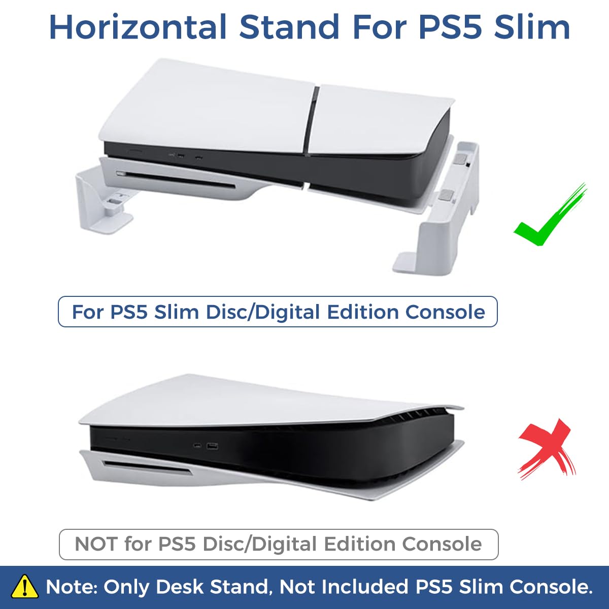 Verilux® esk Stand for PS5 Slim Console, Horizontal Stand for PS5 Slim Console, Anti-Slip Base Stand Accessories for Playstation 5 Slim Digital & Ultra-HD Edition Console, No PS5 Slim Digital Console