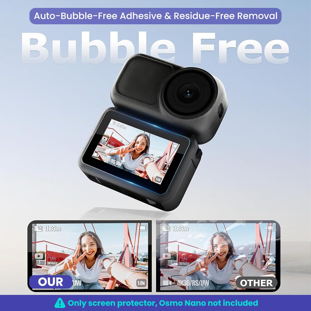 ZORBES® Compatible with Osmo Nano, Action Camera Screen Protector & Lens Cover Set, HD Tempered Glass Film with Anti-Scratch, Anti-Fingerprint, and High Transparency Protection