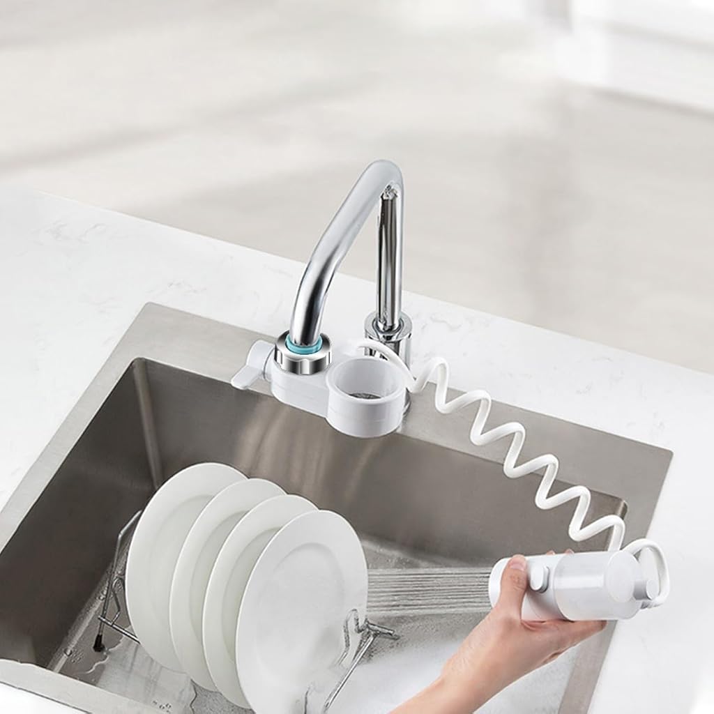 Serplex® Dual Sprayer Head Sink Faucet Extender with Refillable Soap Dispenser, Soap Mixing Mode, 360° Flexible Kitchen Sink Faucet Extender, Auto Soap Mixing Design for Kitchen Cleaning Tasks