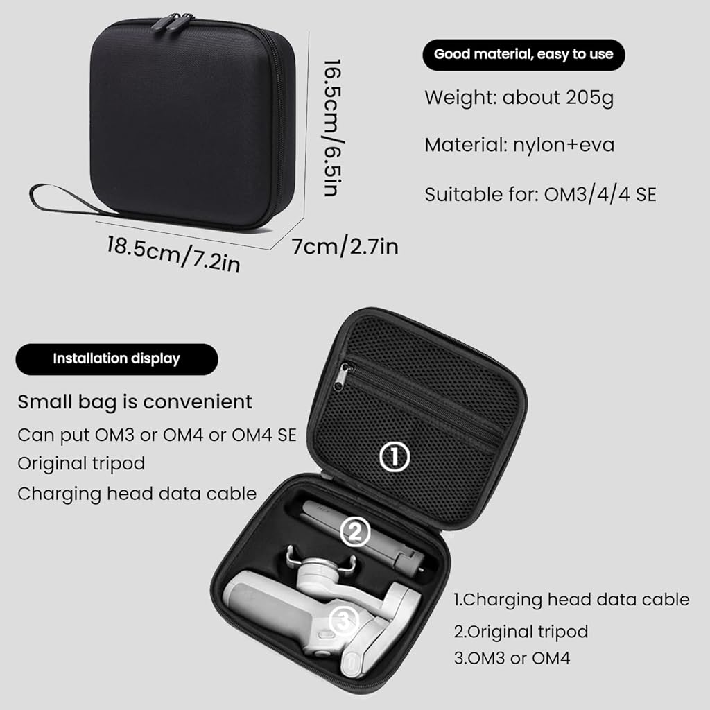 ZORBES® Stabilizer Storage Bag For Dji Osmo Mobile 3, Hard Case Shell Dji Osmo Case Dji Om 4 Se Gimbal Case Dji Case Portable Phone Stabilizer Carrying Case For Dji Osmo Mobile 3/ Mobile 4/ Om 4 Se