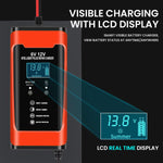 Verilux Car Battery Charger for 6V 12V Vehicles with LCD Display and Pulse Repair | 6A Max