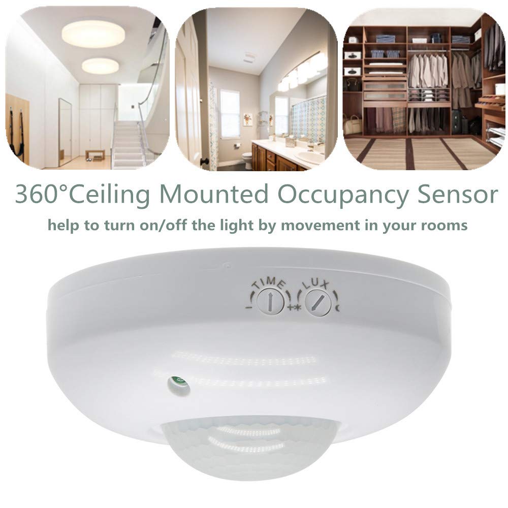 Verilux Ceiling Mount Smart PIR Motion Sensor Switch for Upgrading Lights,House Renovation,LED Motion Sensor Switch,Wiring Powered