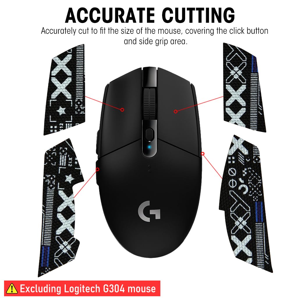 Verilux® Mouse Grip Tape for Lo gitech G102/G304 Gaming Mouse Skin, Pre-Cutted Self-Adhesive Mouse Grip Tape Sweat-Proof Fashion Pattern Mouse Grip Tape (Mouse is NOT Included)