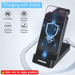 ZORBES® Charging Station for iPhone, for Airpods, for iwatch, 3-in-1 Charger Station with Power Adapter, Fast Wireless Charger Stand for 14/13/12/11/iPhone X/SE Series, Airpods, AirPods Pro, iwatch