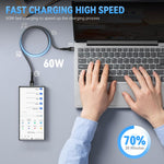 Verilux Type C to Type C Cable 60W 1.5m for Fast Charging with Magnetic Winding | Nylon Braided