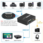 Verilux® HDMI Audio Extractor, 4K HDMI to HDMI with Audio 3.5mm AUX Stereo and L/R RCA Audio Out, HDMI Audio Converter Adapter Splitter Support 4K 1080P 3D Compatable for PS3 Xbox Fire Stick.