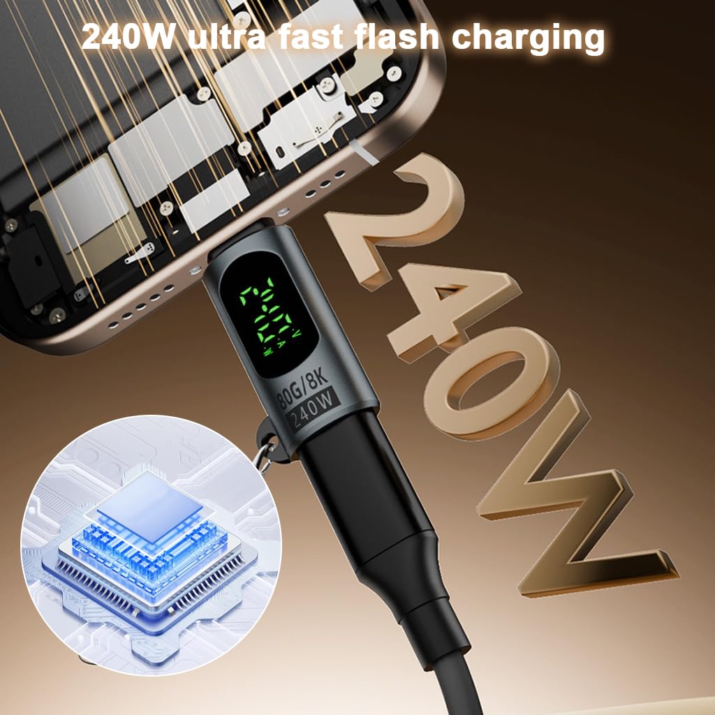 Verilux Type C Adapter for MacBook and USB C Devices with 240W PD and Digital Display | 80Gbps Data Transfer