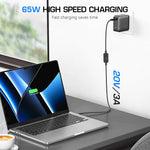 Verilux USB C to DC Cable for Laptops and Routers with 11 Tips and 3.3 ft Length | Adjustable 5V‑20V Output and LED Voltage Display