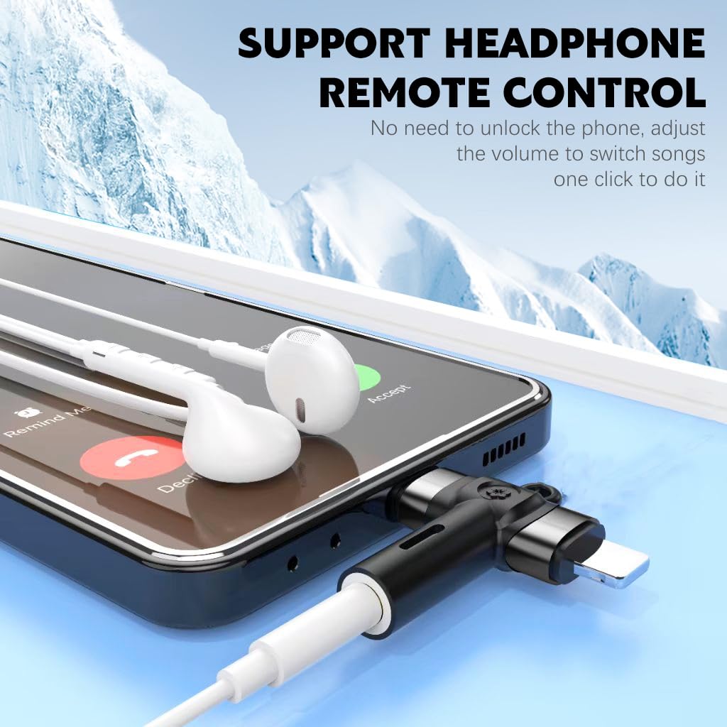 Verilux 2 in 1 Light ning to 3.5mm Adapter for iPhone and Galaxy | Dual USB C and Light ning Ports